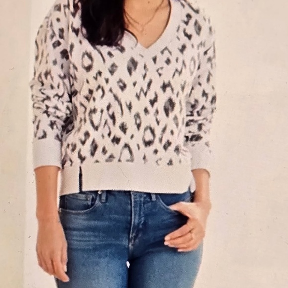 Michael Stars Pale Lilac Camila Ikat V Neck Crop Sweatshirt size M NWOT - Picture 1 of 16